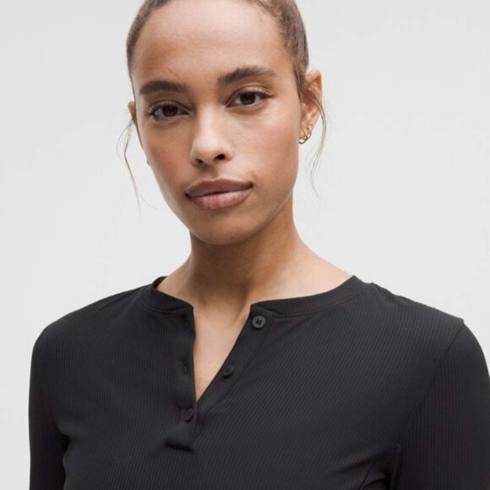 All Aligned Ribbed Long-Sleeve Henley Dress - Picture 3 of 3